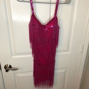 Mac Duggal Couture Fuchsia Beaded Fringe Dress 4